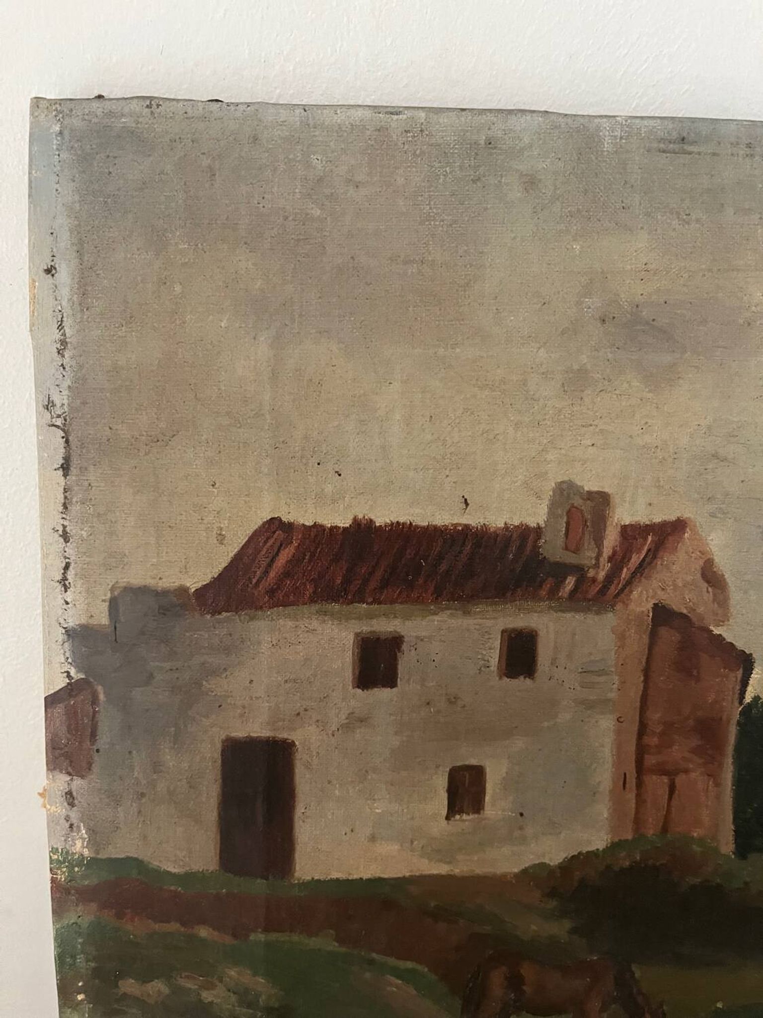 Castle of the Cathar country, oil on old canvas