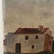 Castle of the Cathar country, oil on old canvas