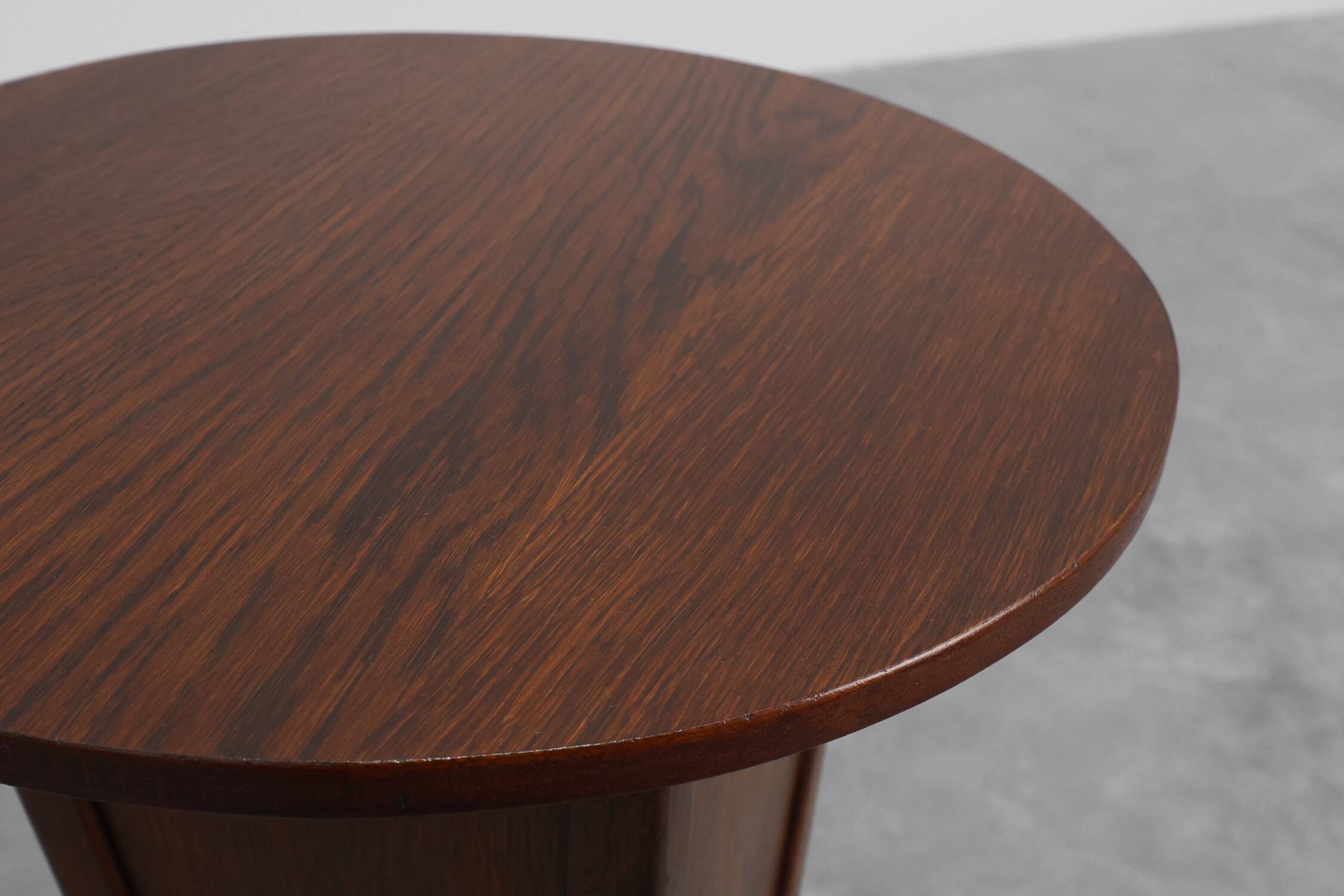 Art Deco round Oak Side Table, France 1930s