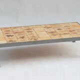 Rectangular metal and cermal herbarium coffee table by Roger Capron, 1960s