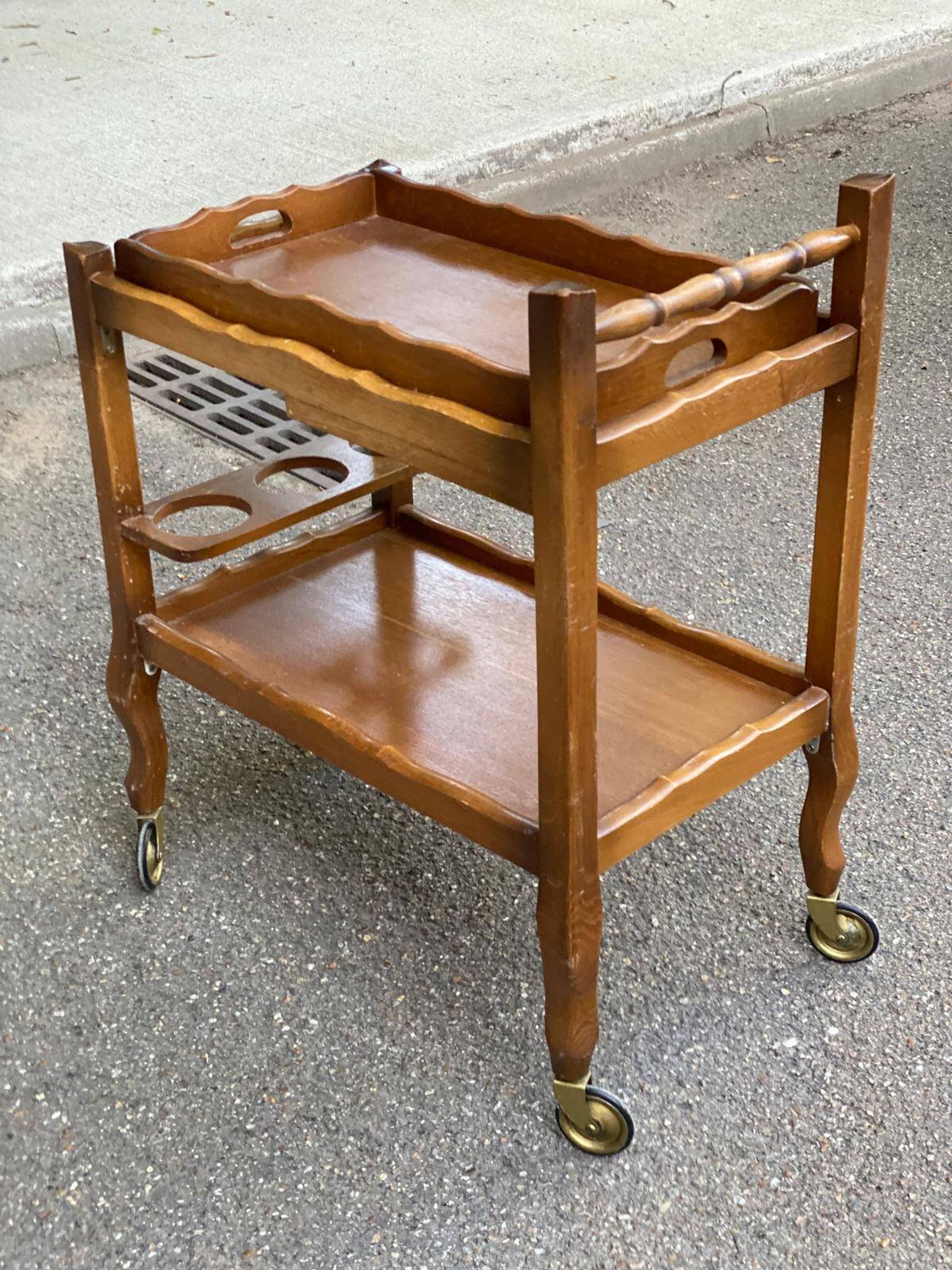 Vintage dessert bar trolley on wheels with removable tray
