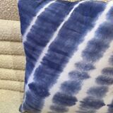 Housse de coussin blockprint indien bleu indigo