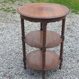 Vintage oak pedestal table with 3 shelves from the 60s