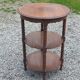 Vintage oak pedestal table with 3 shelves from the 60s