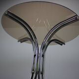 Round chrome and glass dining table / Italy, 1980s