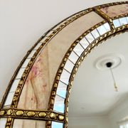 Large vintage Spanish Venetian-style wall mirror, brass, 1980s Hollywood Regency