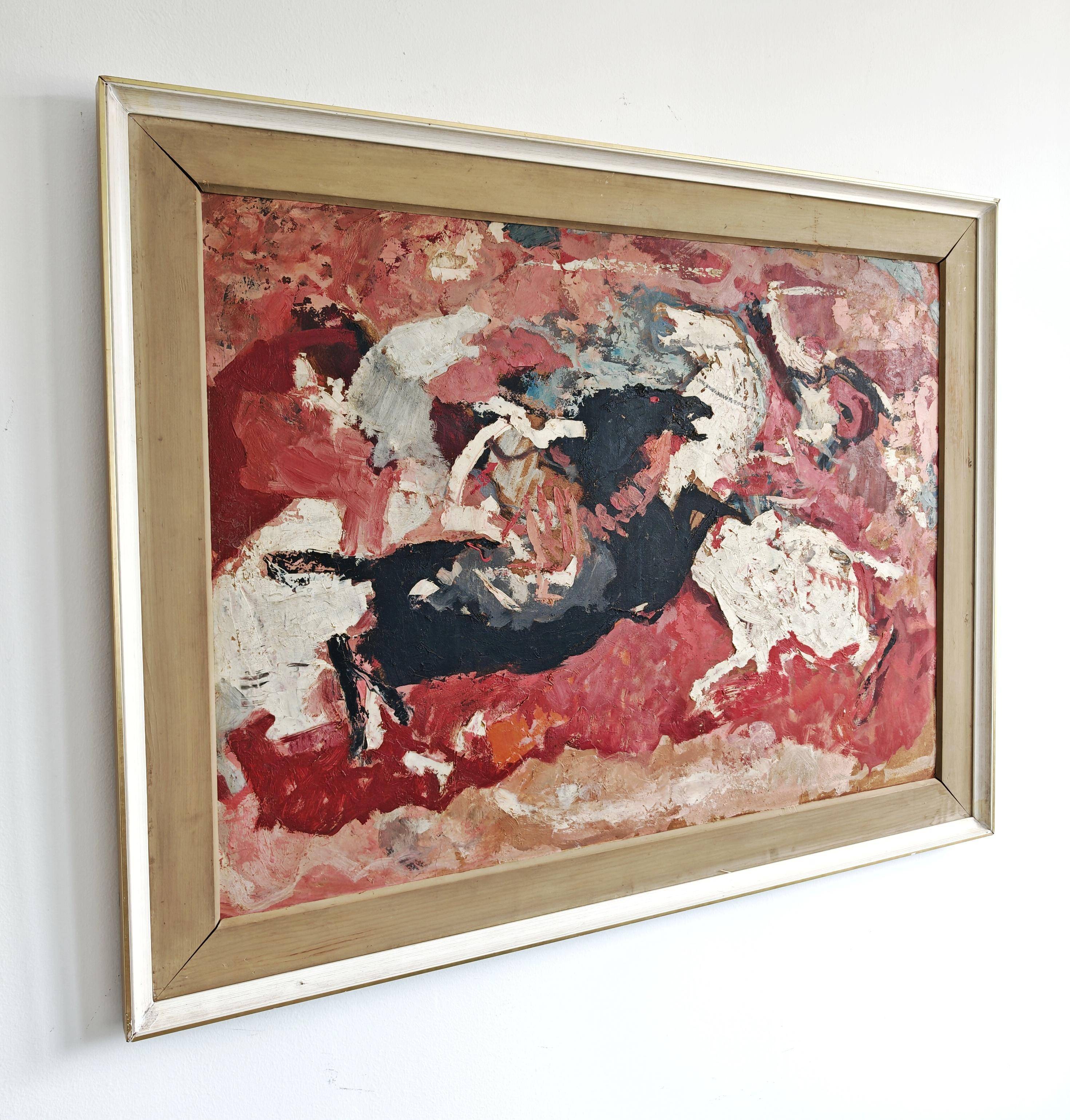 Modernist painting "Battle of Horsemen" by Dragutin Cigarčić