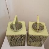 Metal lanterns with garden candles