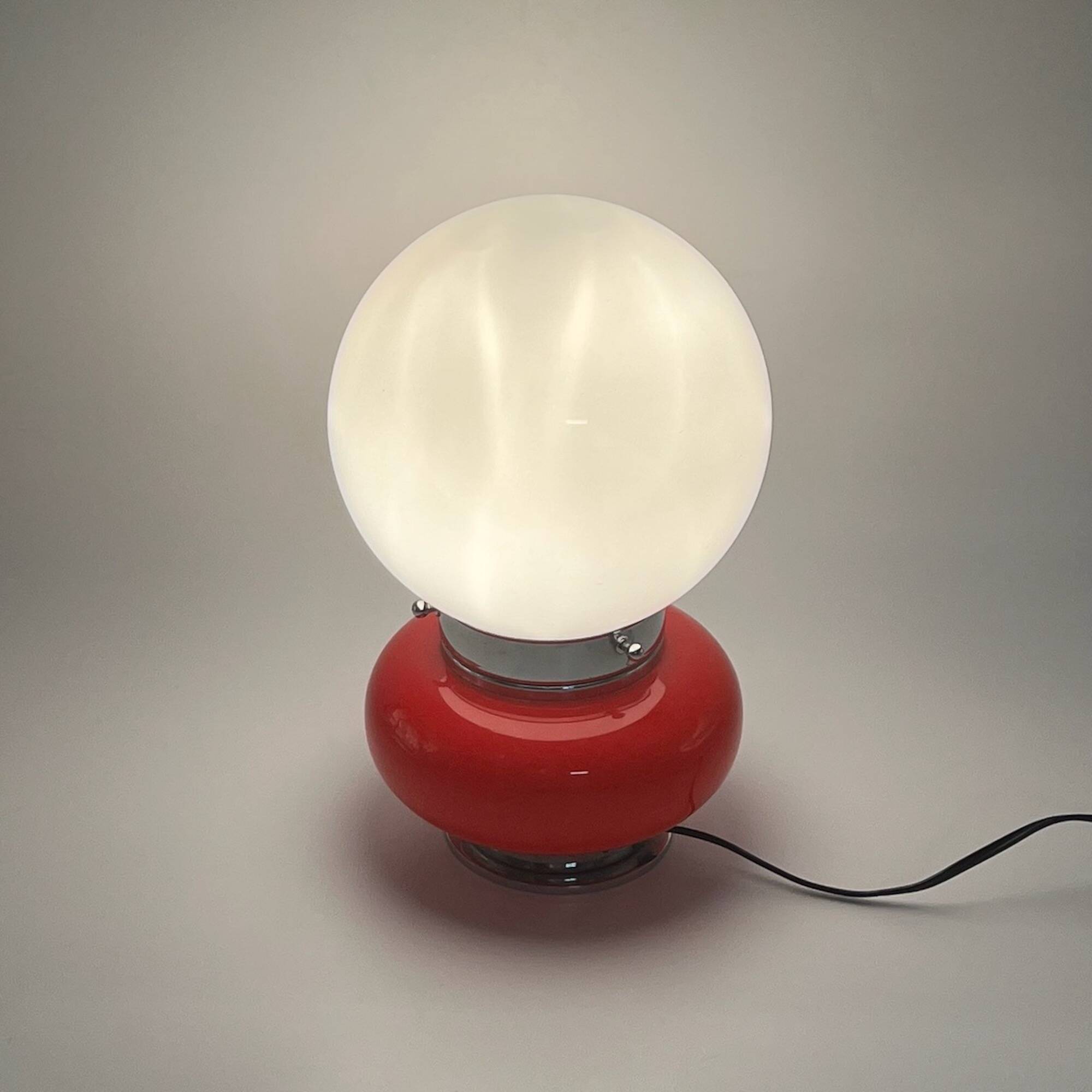 Murano Glass Red Table Lamp Mazzega, 60s