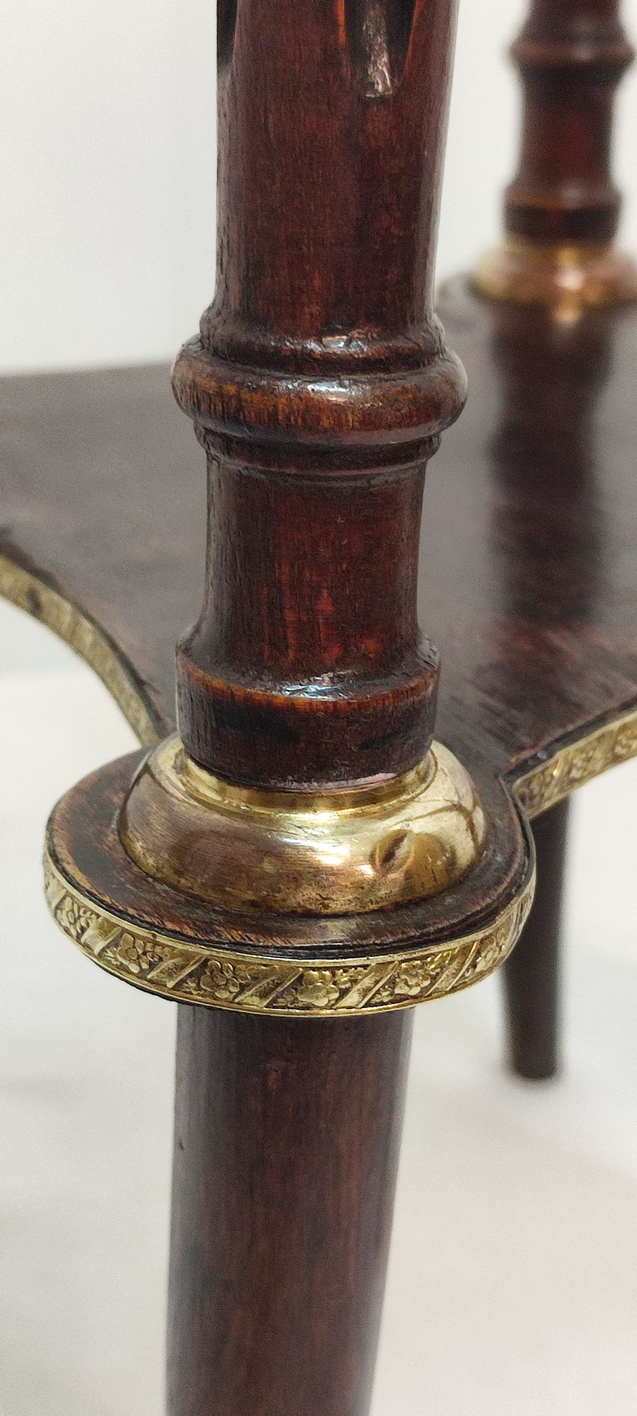 Auxiliary table made of wood, marble and brass, France 1950