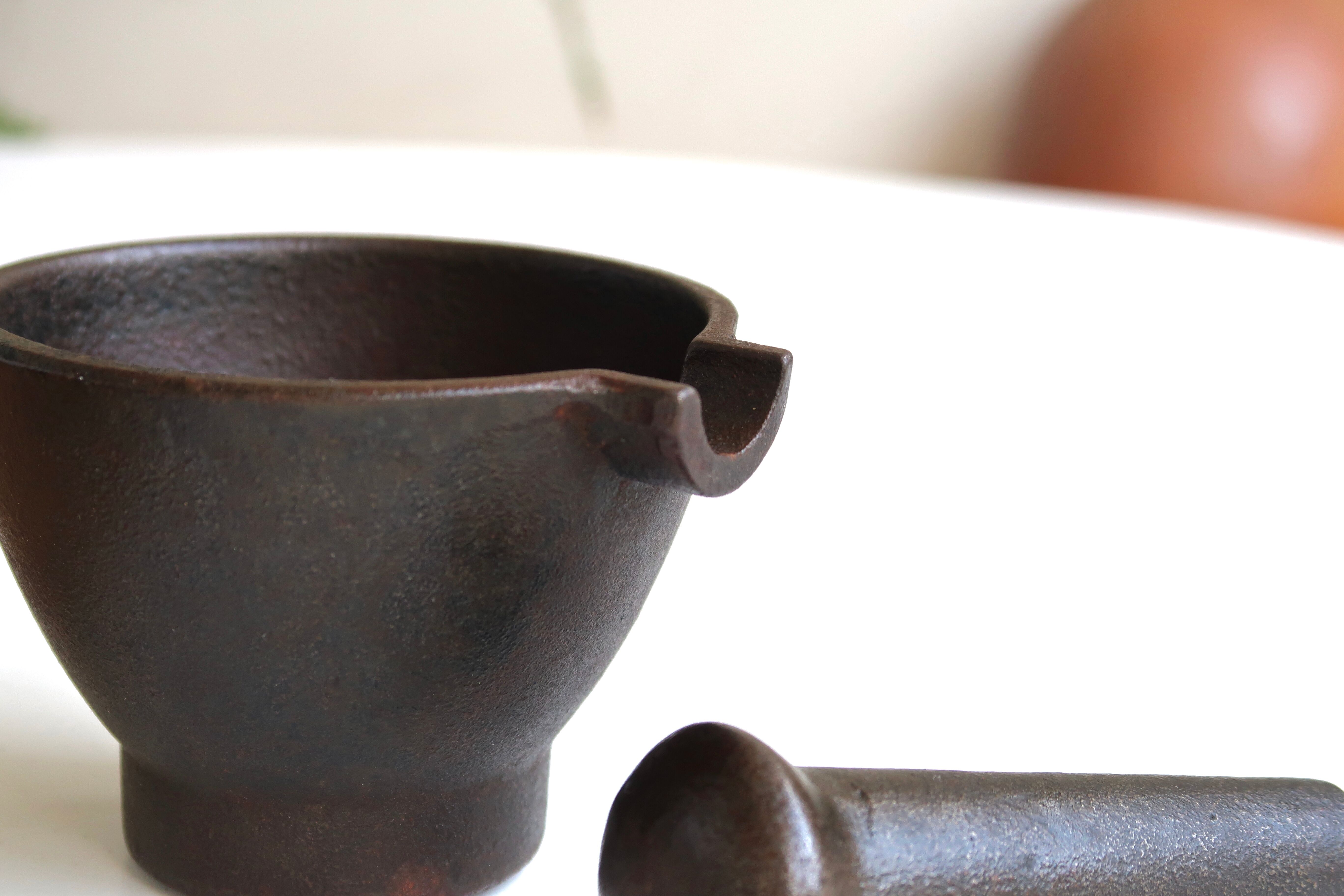 Cast iron mortar and pestle, 50s