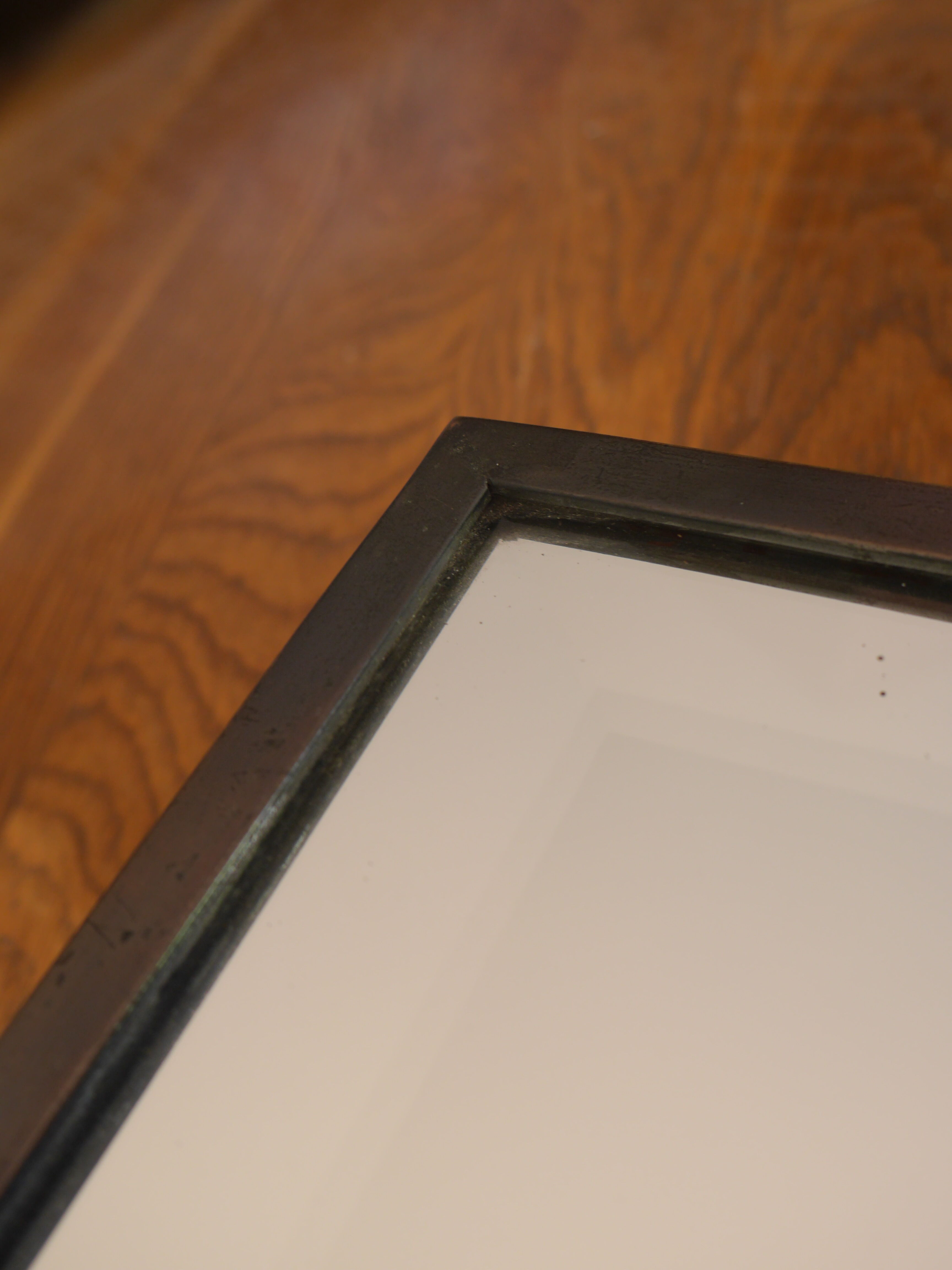 Art deco mirror brass patina 26x26cm