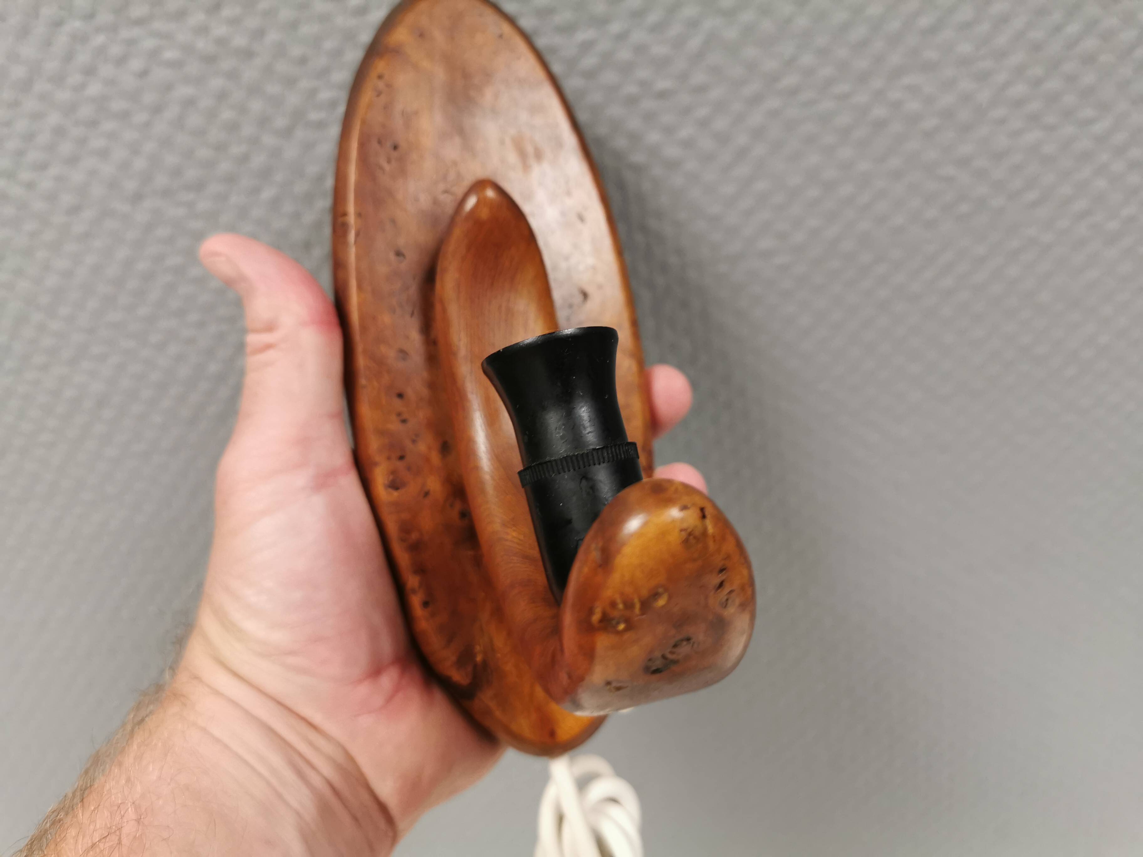 A set of old wall lamps in walnut.
