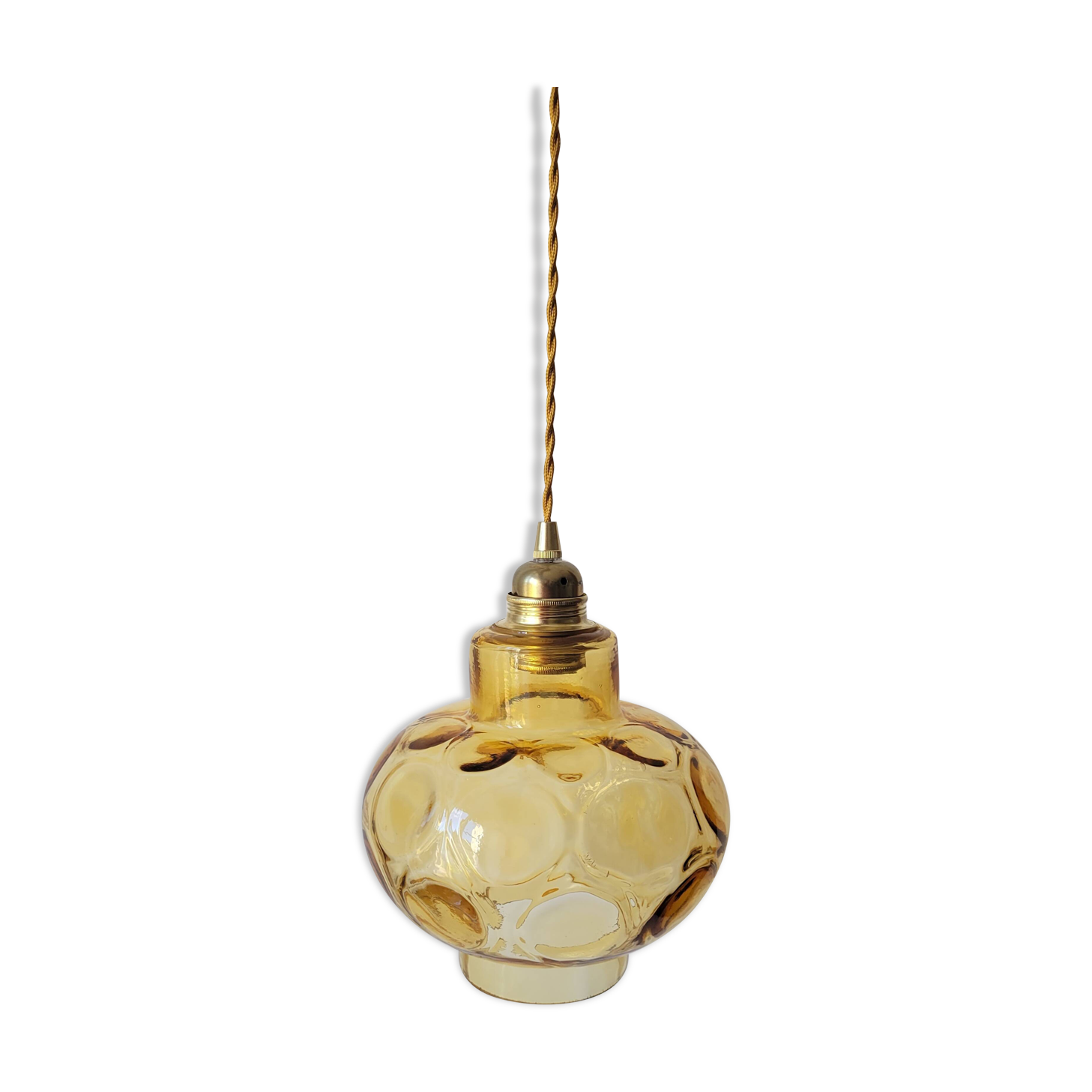 Amber faceted glass pendant light
