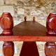 Vintage 5-tier turned wood shelf on legs.