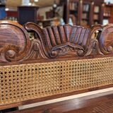 Large colonial caned bench