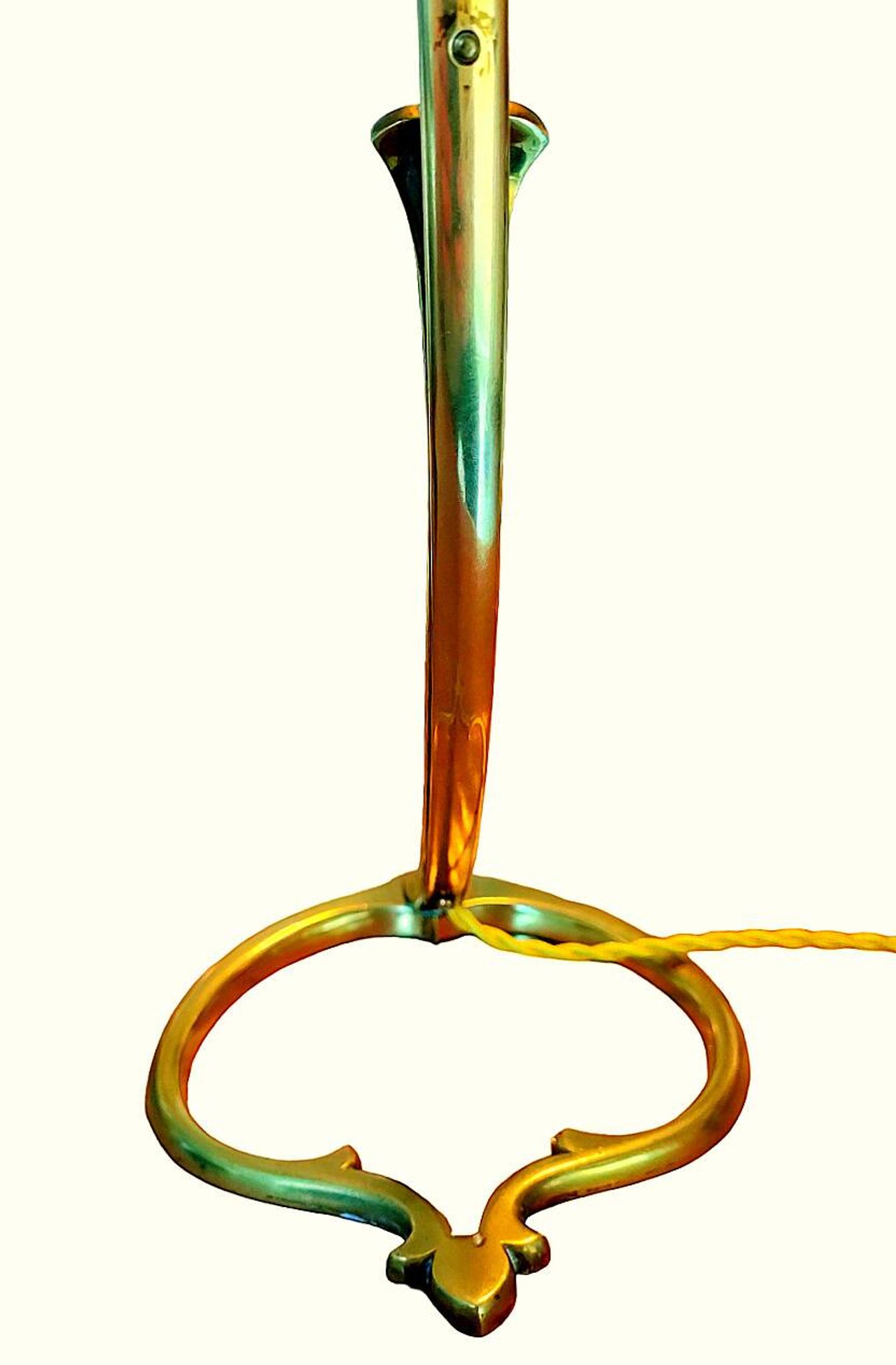 Lamp art & craft foot gooseneck was benson adjustable bronze and lampshade tulip iridescent crystal