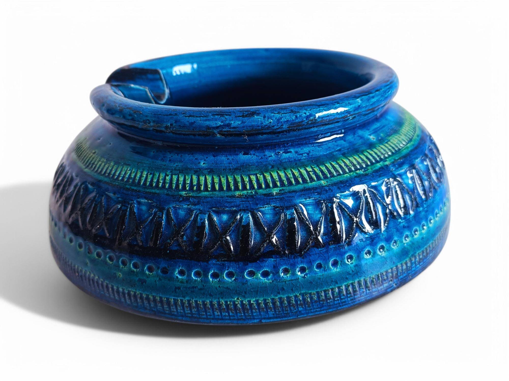 Bitossi Large Ashtray by Aldo Londi, Rimini Blu Ceramic, Italy, 1960s