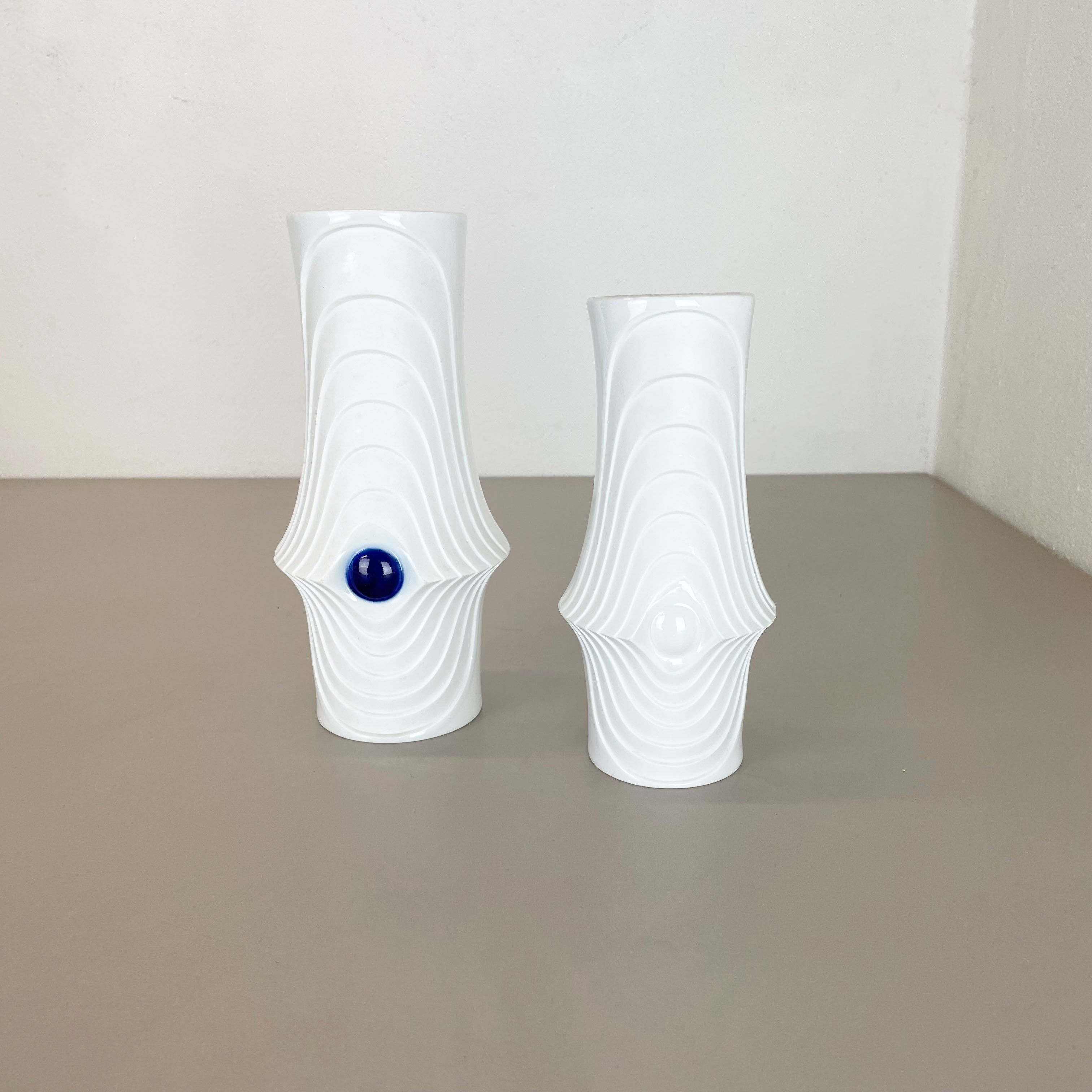 Set of 2 Original Porcelain Op Art Vase Made by Royal Bavaria KPM Germany, 1970s