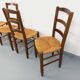 Set of 4 vintage brutalist chairs in wood and straw from the 1960s.