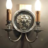 Pair of two-armed silver-plated bronze wall lights from Maison Charles, 1960.