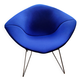 Knoll blue metal and fabric armchair