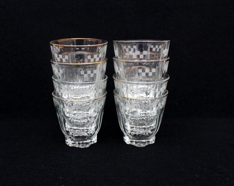 9 vintage french aperitif glasses