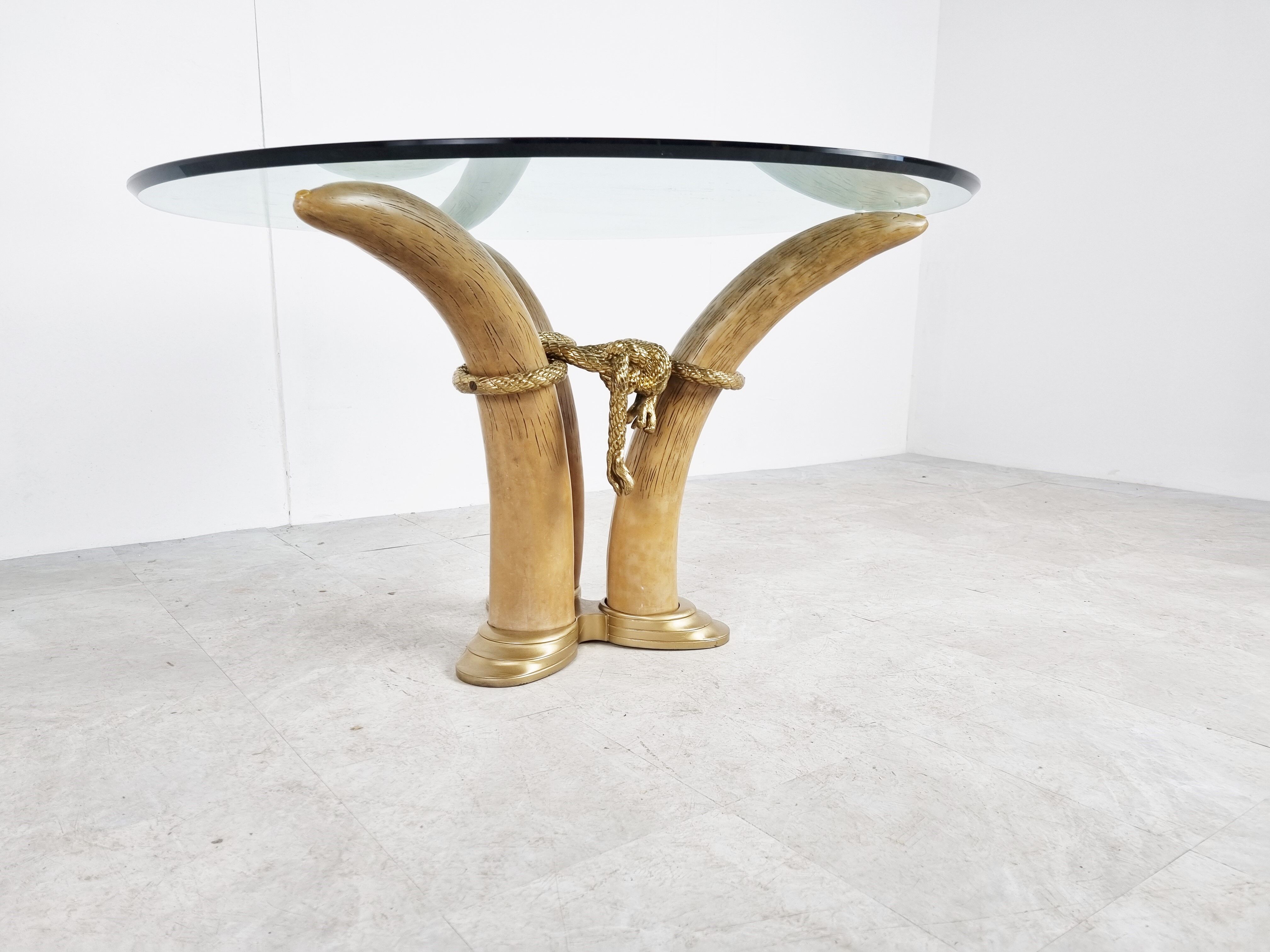Vintage faux tusk center table or side table, 1970s