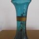 Early 20th century vase - turquoise glass and painted decoration