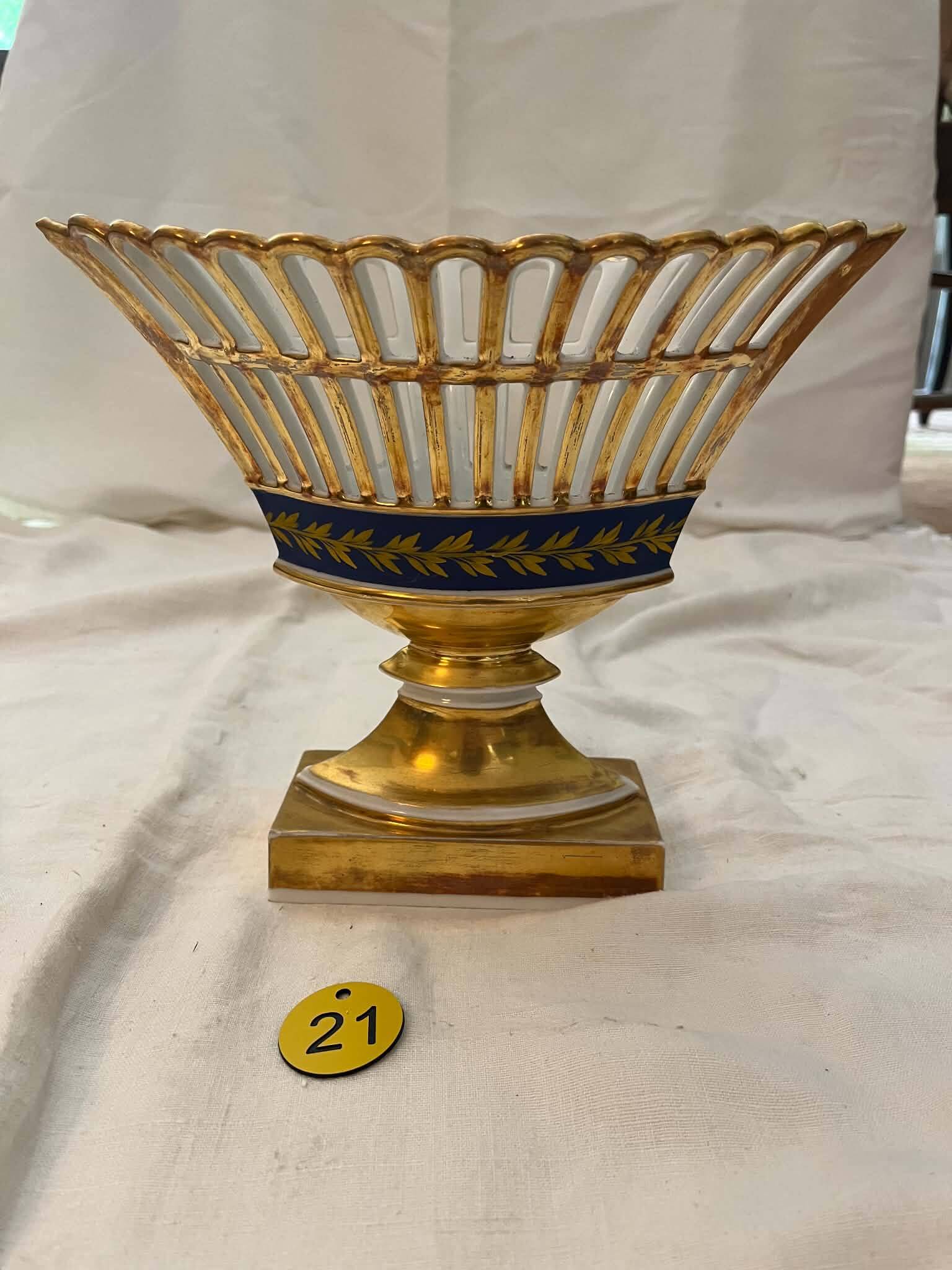 Antique Empire-style porcelain basket