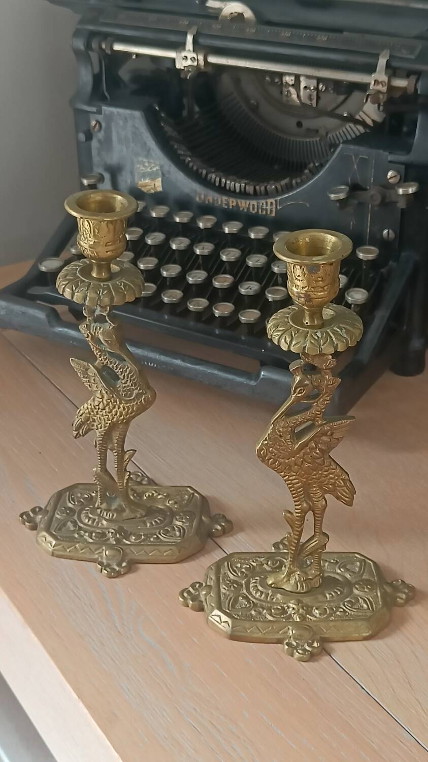 Paire de bougeoirs anciens Style orientaliste Art déco