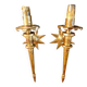 splendid set of gilded iron wall sconces by Gilbert Poillerat