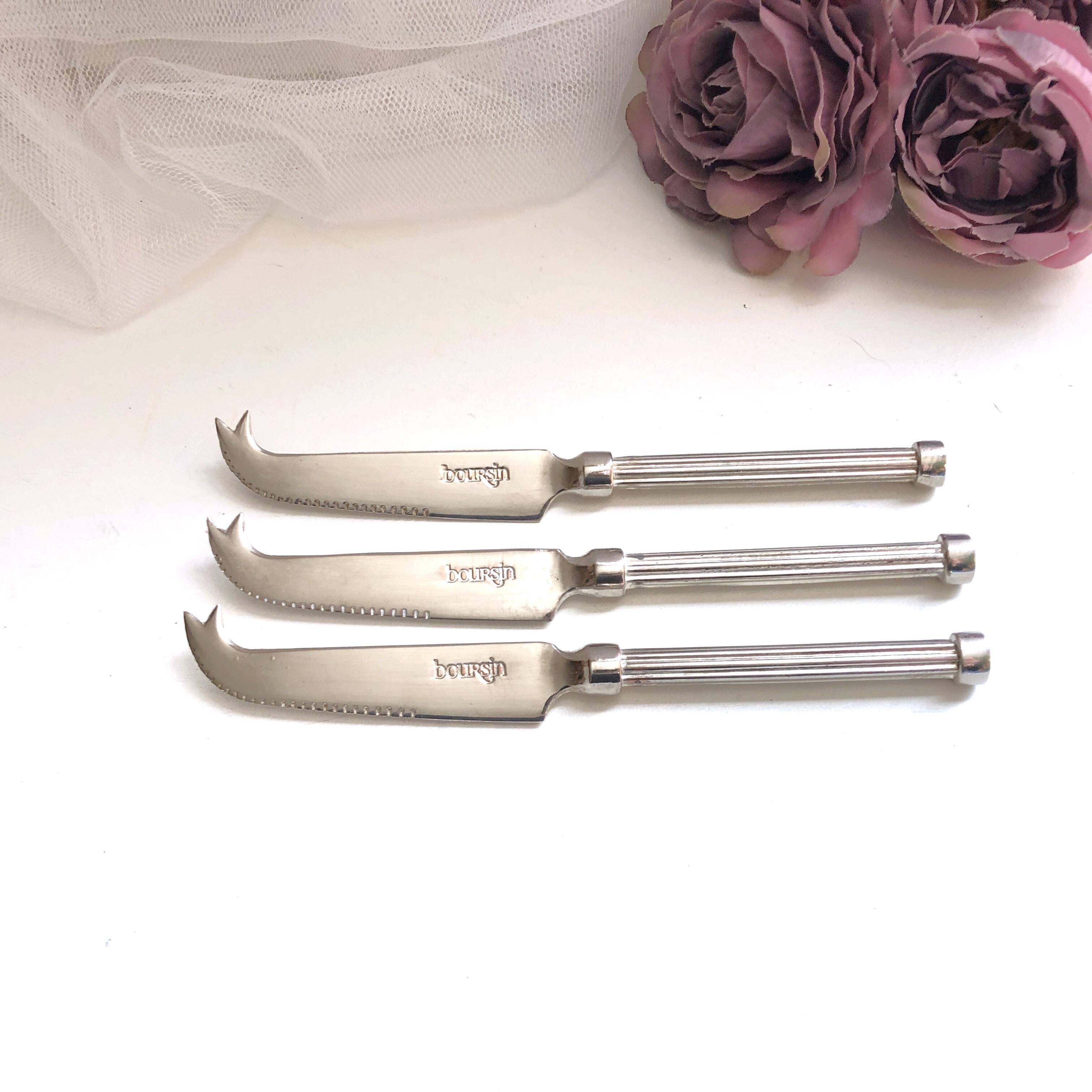 Lot de 3 petits couteaux à fromage métal argenté