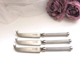 Set of 3 small silver metal cheese knives