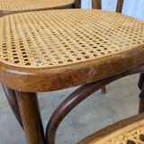 Set of 4 Vintage Thonet Style Dining Chairs: Bentwood Cane Seat, 1970s Bist