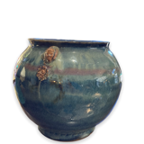 Raku Large Enamelled Ceramic Basin with Anthropomorphic Sockets