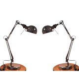 Pair of articulated lamps vintage 1980s industrial design