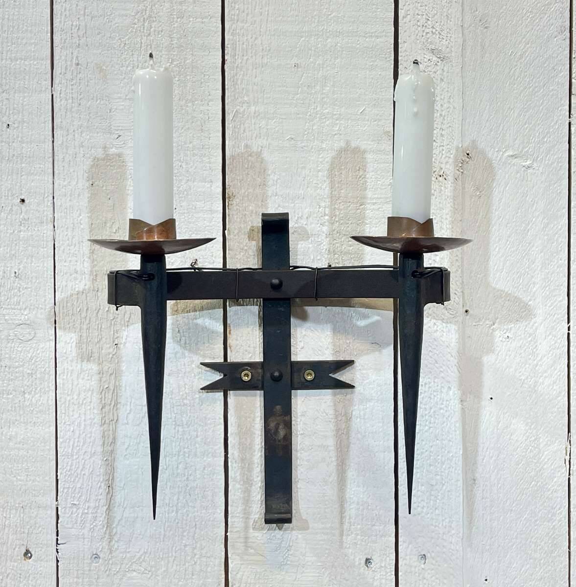 Pair of 1950s wrought iron wall lights