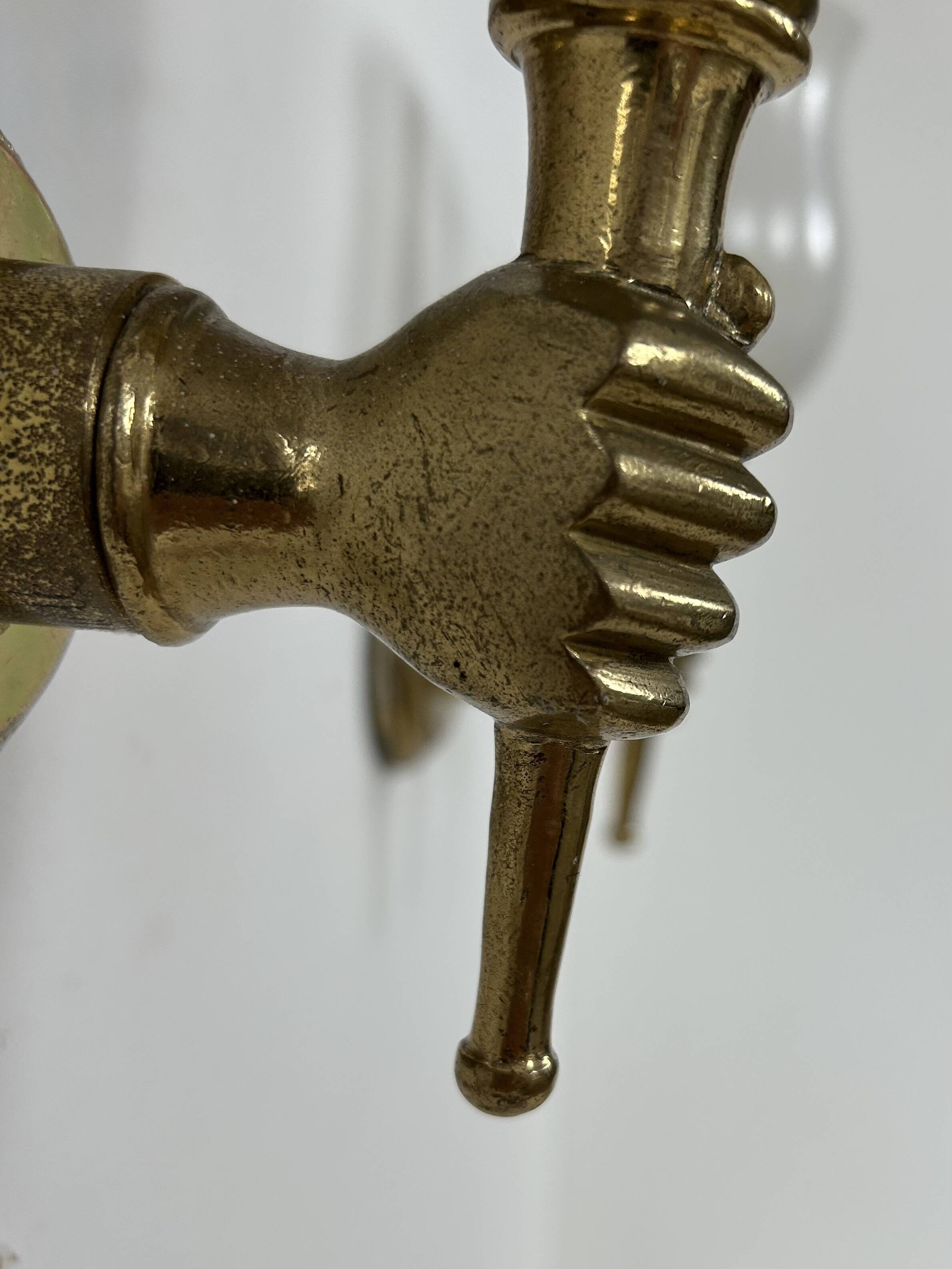 Pair of vintage wall lights, Maison Jansen, brass and opaline, France, 1960.