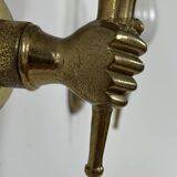 Pair of vintage wall lights, Maison Jansen, brass and opaline, France, 1960.