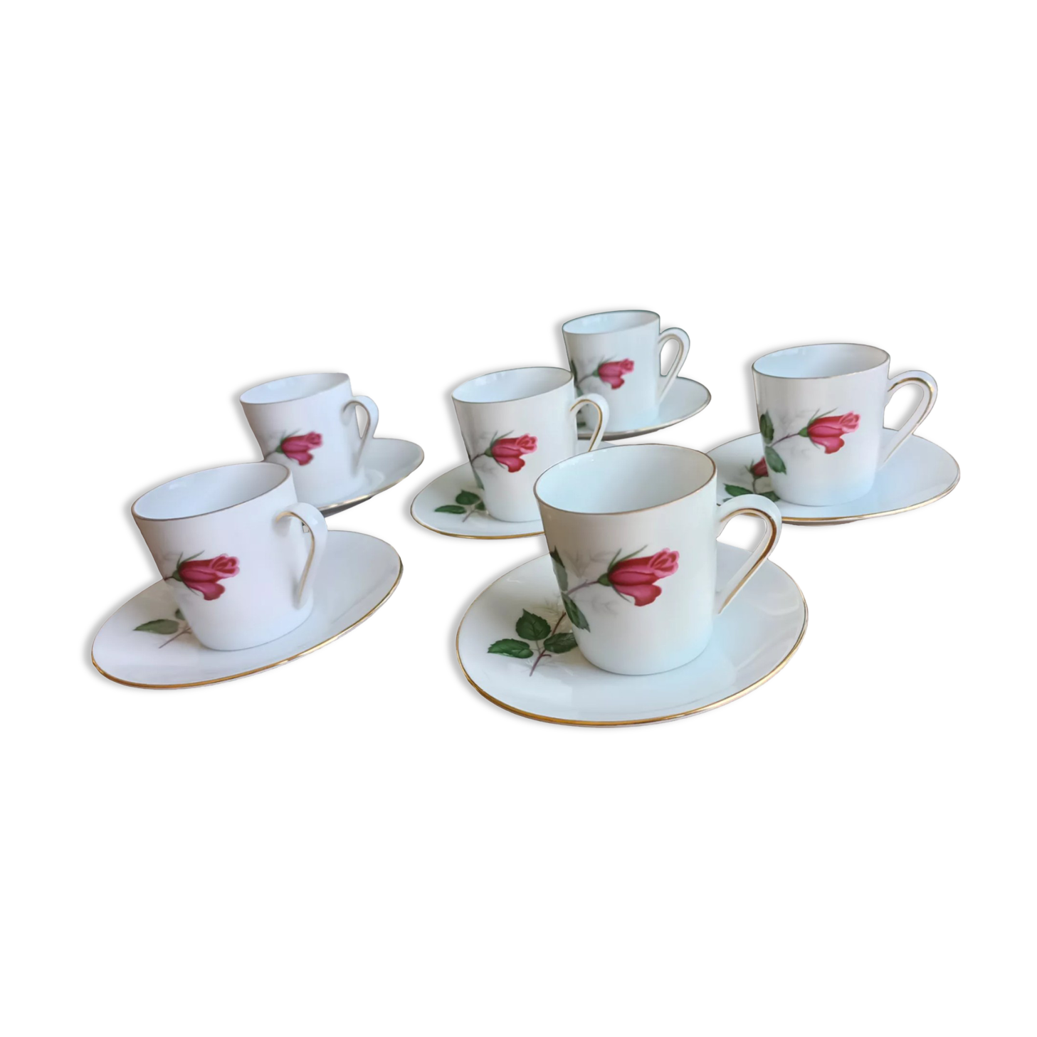 6 espresso cups in Bavarian porcelain Winterling Marktleuthen