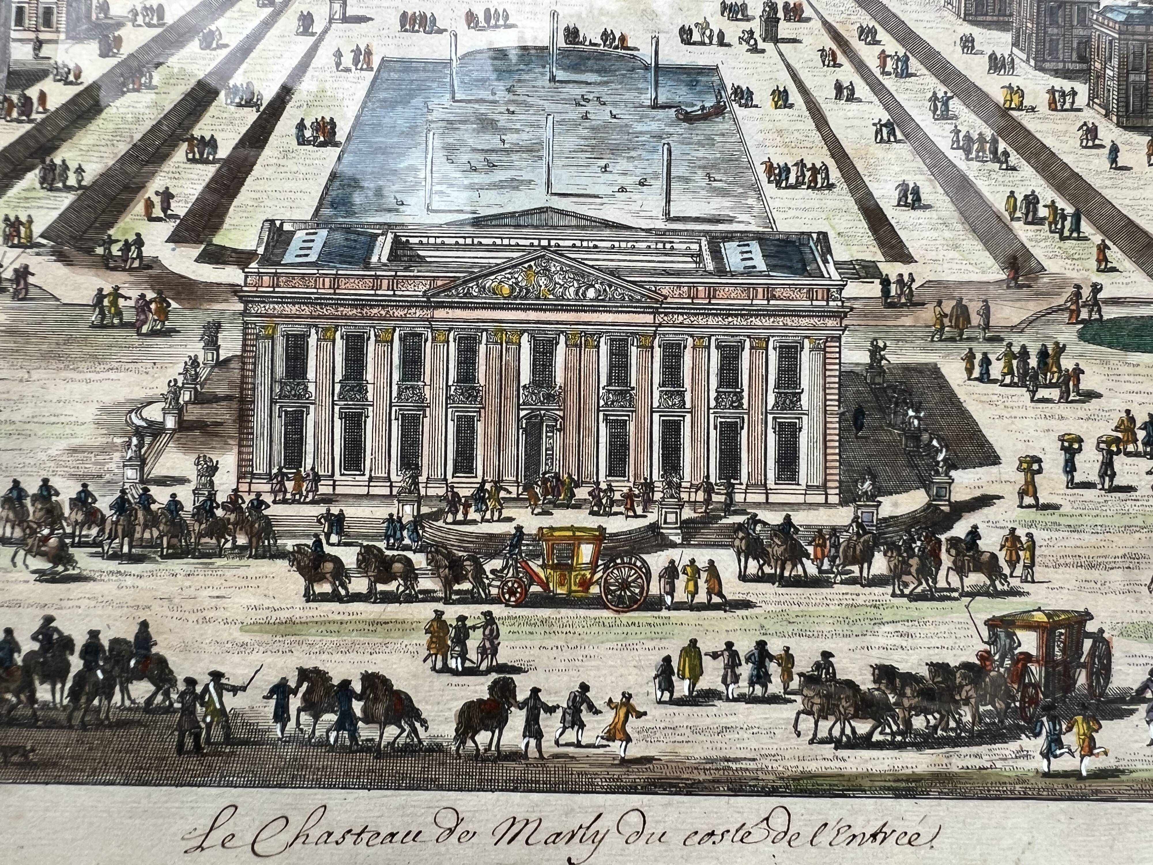 18th century optical view – Château de Marly – Old engraving