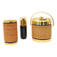 Rattan and chrome ice bucket, bottle and shaker set, France 1970