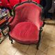 Fauteuil cabriolet style Louis XV - Velours rouge et bois noir