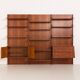Italian mid-century teak wall unit on panels, 1970s