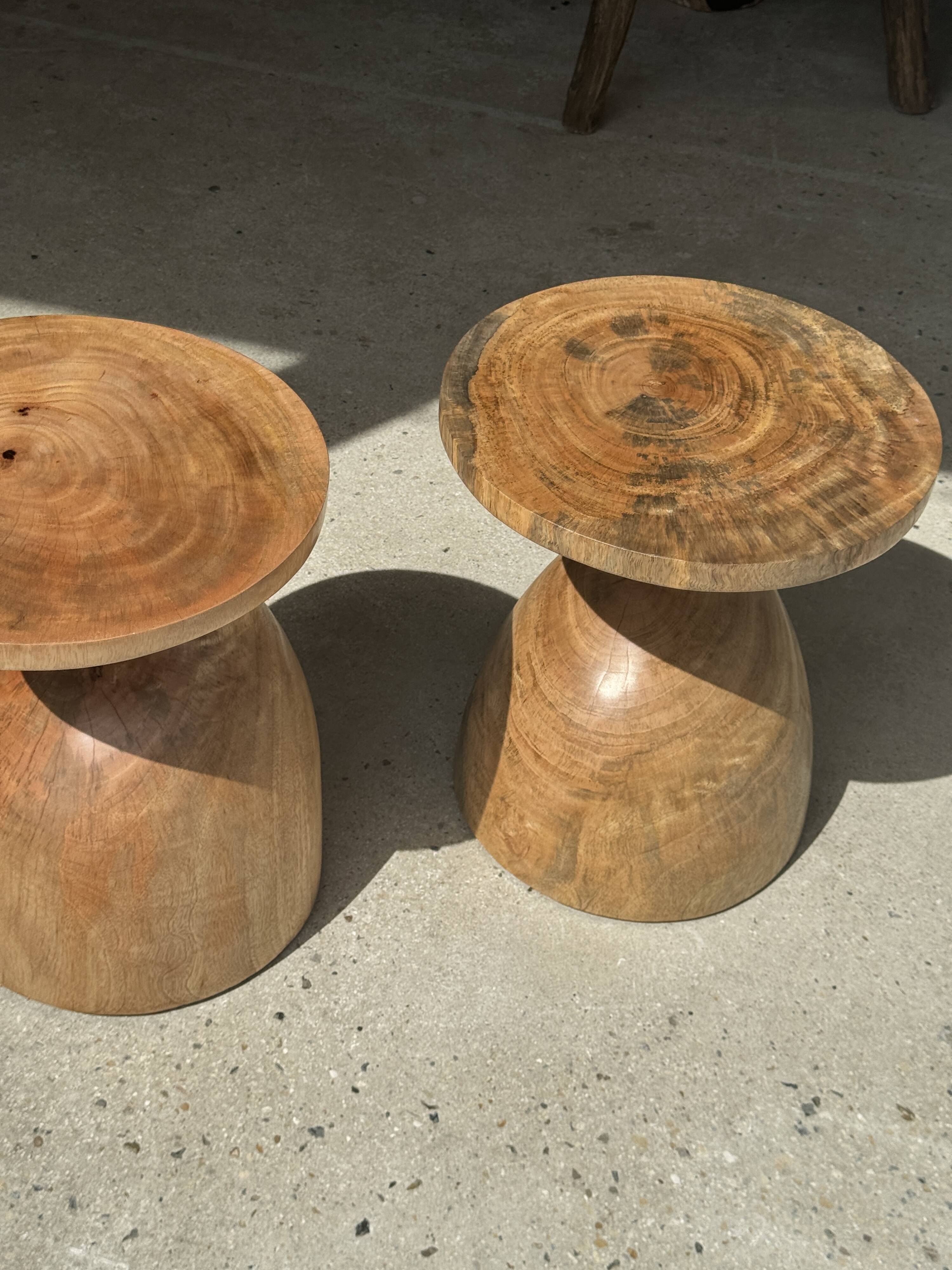 Solid wood side table (monoxyl) organic shape natural color