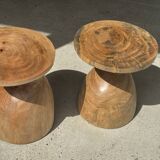 Solid wood side table (monoxyl) organic shape natural color