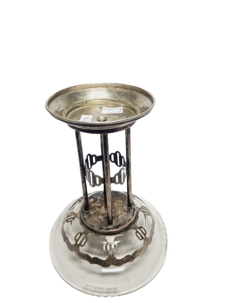 Art Deco Polish silver crystal bowl on stand, 1930s