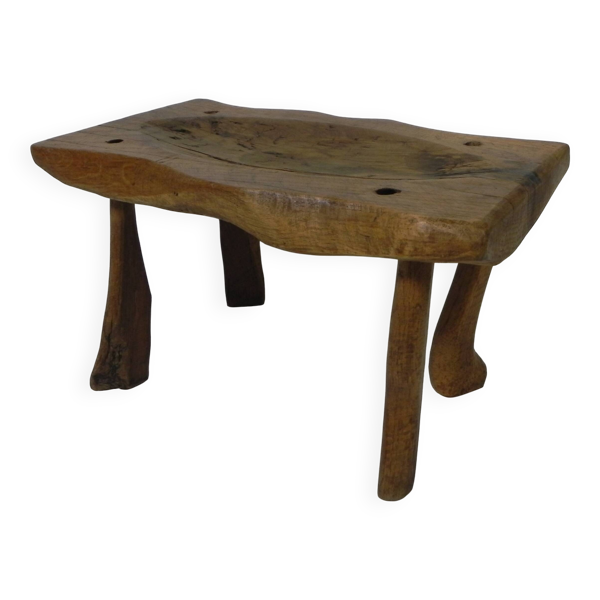 Tabouret vintage en tronc de chêne, années 1960