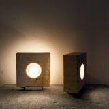 Travertine table lamps by Giuliano Cesari for Nucleo Sormani, 70s, set of 2